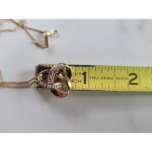 Vermeil 925 Diamond Chip Trinity Knot Pendant Necklace Vintage - Picture 9 of 11